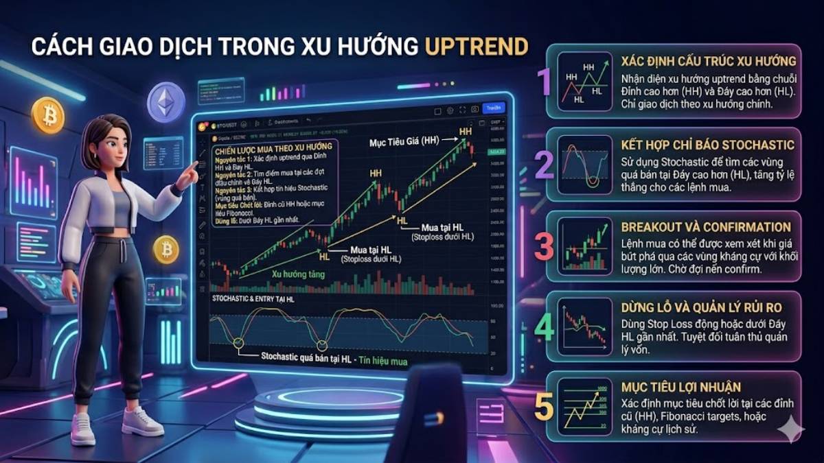 Cách giao dich trong xu hướng Uptrend