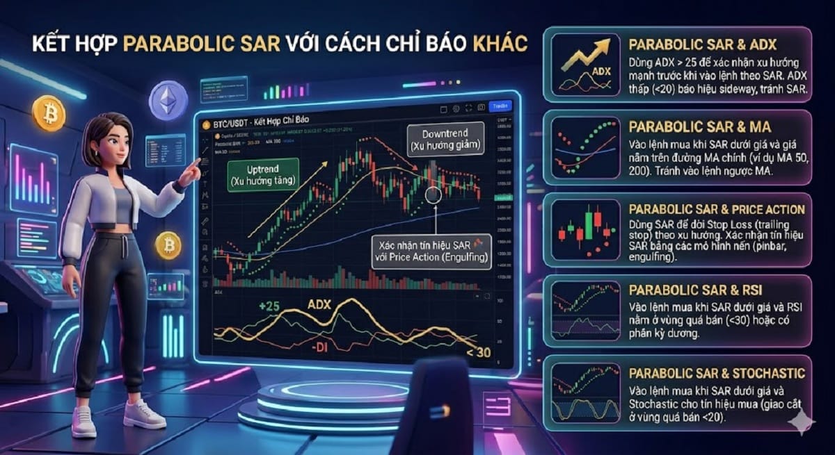 Cách kết hợp Parabolic SAR với các chỉ báo khác