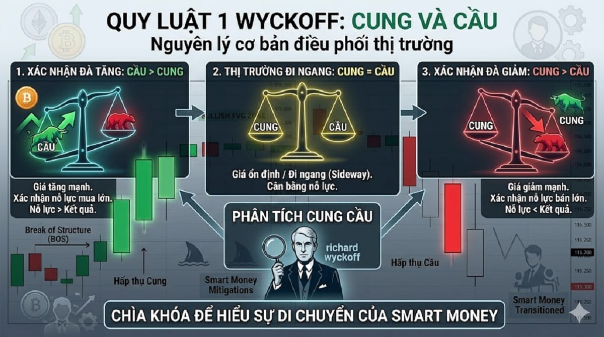 3 Quy Luật Wyckoff Là Gì? Ứng Dụng Trong Giao Dịch Crypto Chuyên Sâu 2 Quy luật 1 Wyckoff : Cung và cầu