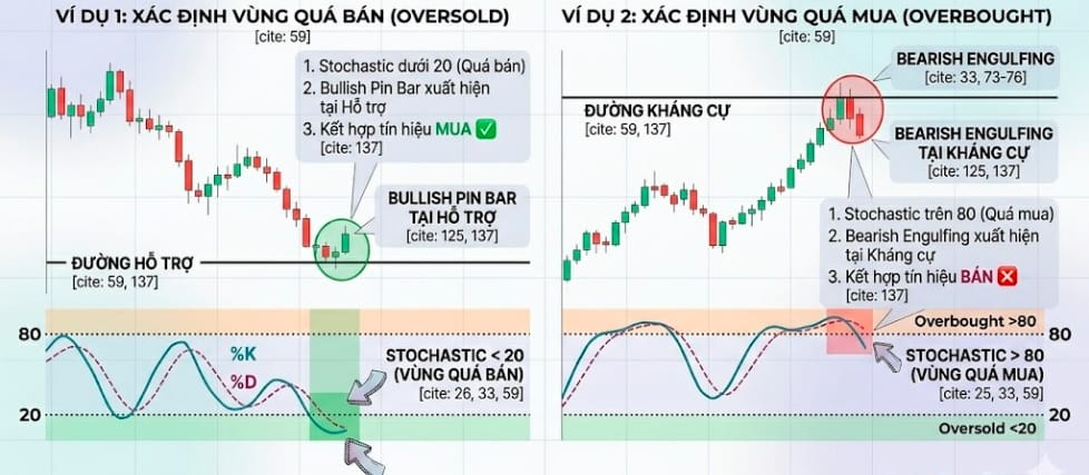 Sử dụng Stochastic xác định vùng quá mua - quá bán