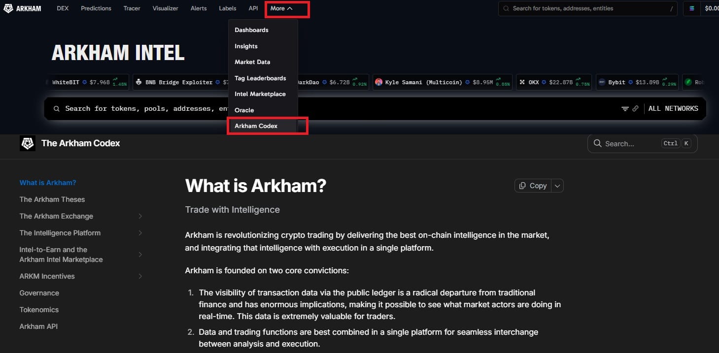 Hướng Dẫn Sử Dụng Arkham: Làm Chủ Nền Tảng Phân Tích Blockchain & Theo Dõi Ví Thông Minh 15 Chuyên mục Arkham Codex
