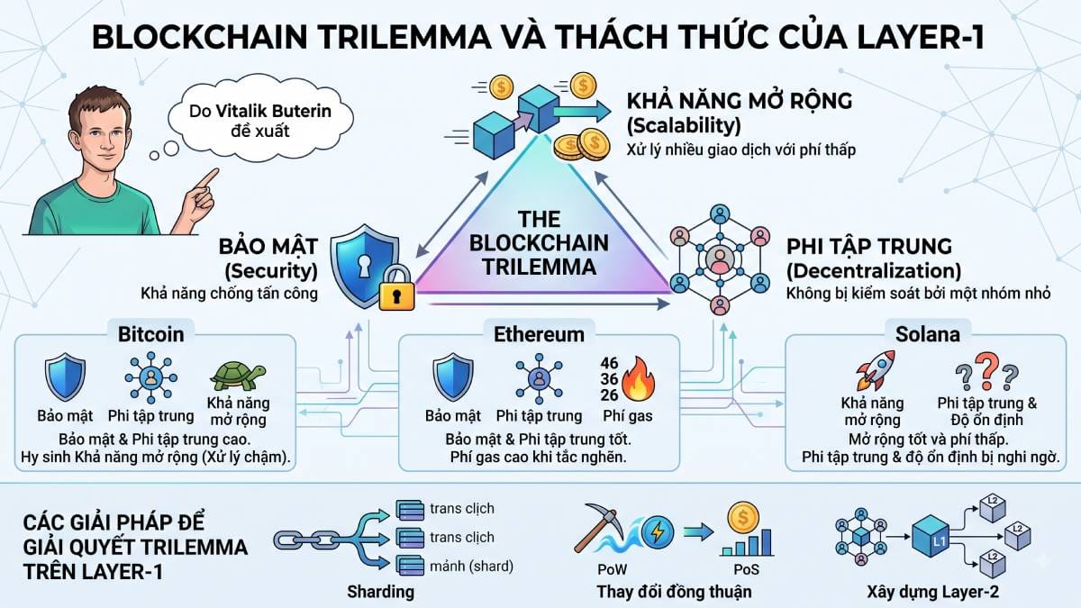 Layer-1 Blockchain là gì? Nền tảng của hệ sinh thái Web3 3 Blockchain Trilemma