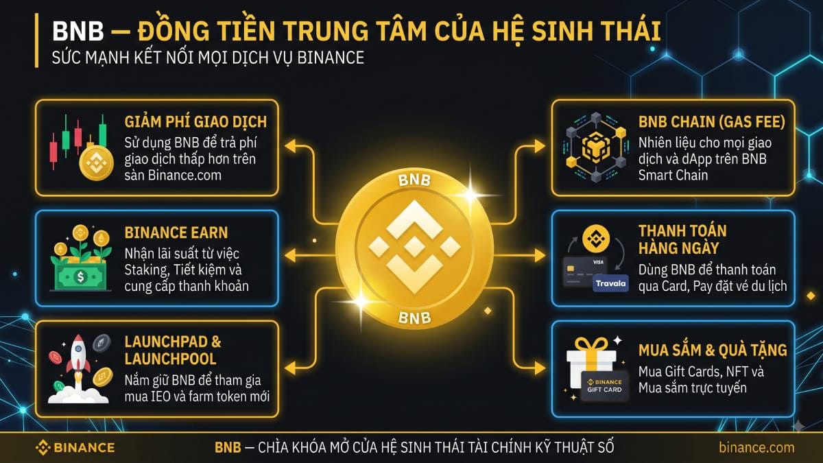 BNB - đồng Coin trung tâm của Hệ sinh thái Binance