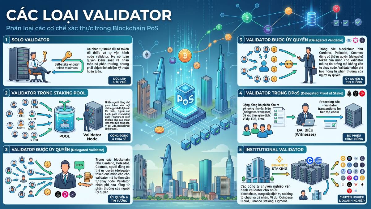 Validator là gì? Người xác thực giao dịch Proof of Stake 4 Các loại Validator