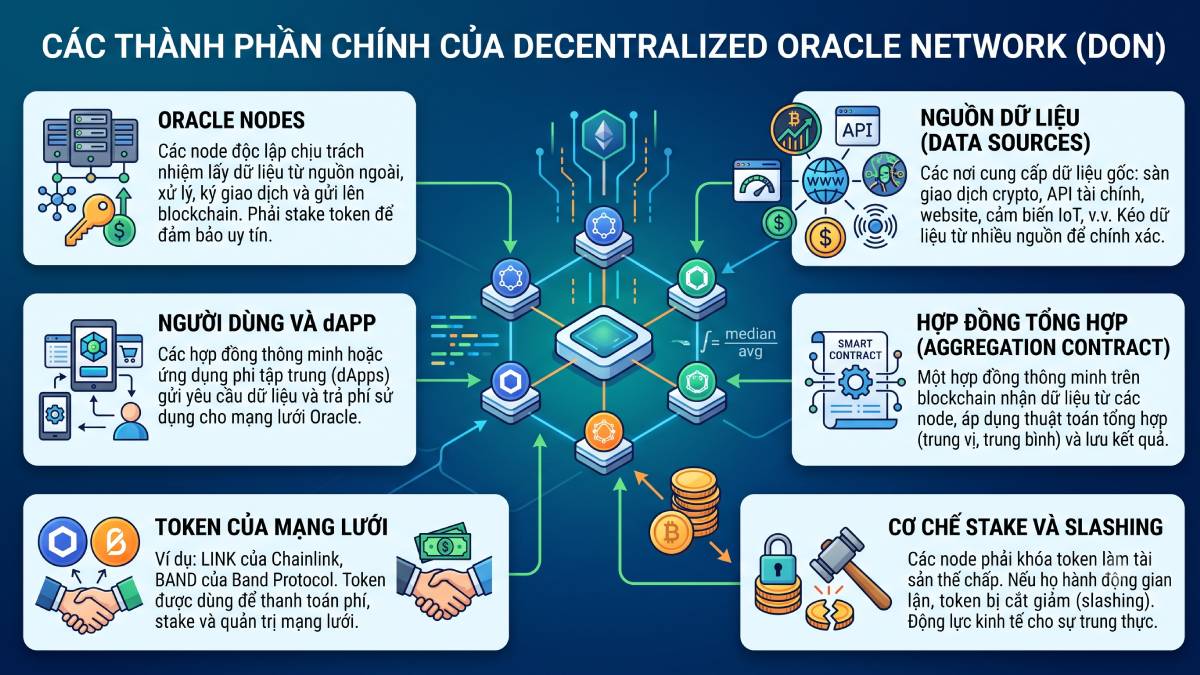 Decentralized Oracle Network là gì? Cầu nối dữ liệu phi tập trung 3 Các thành phần của DON