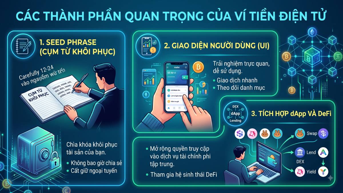 Các thành phần quan trọng của ví tiền điện tử