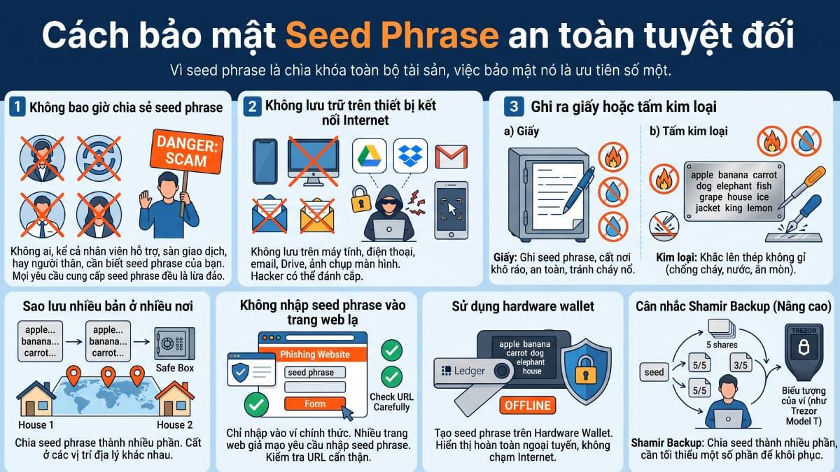 Cách bảo mật Seed Phrase an toàn
