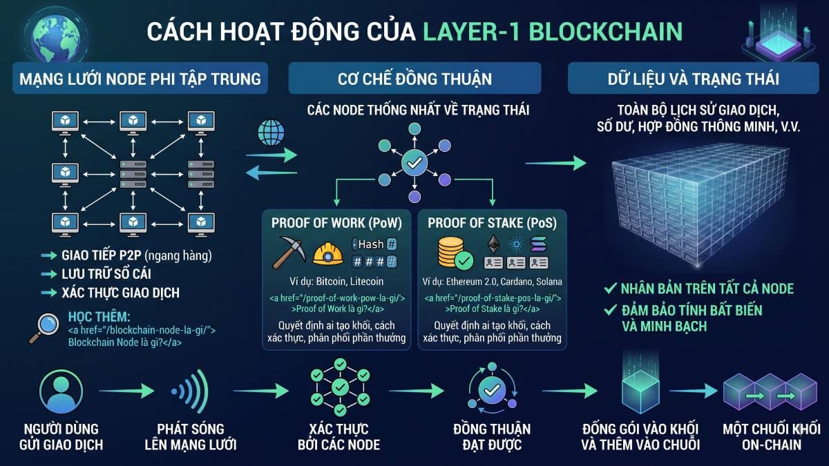 Layer-1 Blockchain là gì? Nền tảng của hệ sinh thái Web3 2 Cách hoạt động của Layer-1 Blockchain