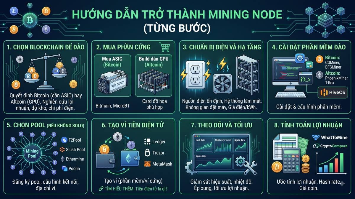 Mining Node là gì? Node đào trong Blockchain hoạt động thế nào? 5 Cách làm Mining Node