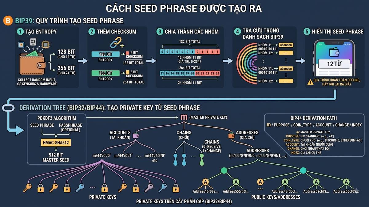 Cách Seed Phrase được tạo ra