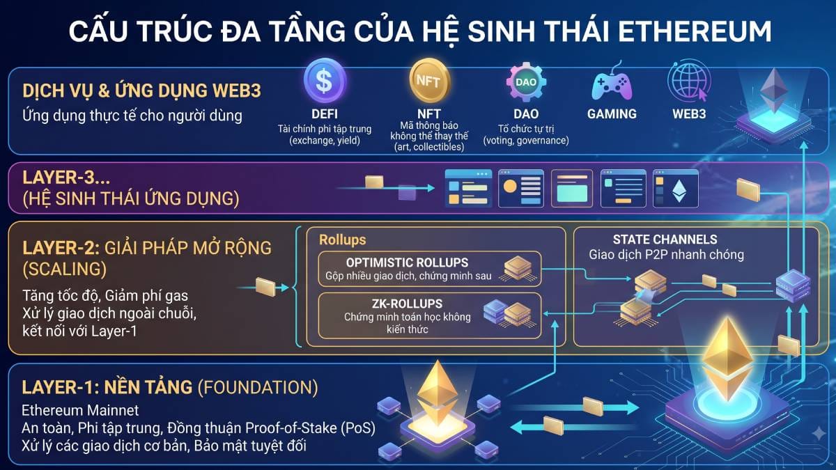 Cấu trúc đa tầng của hệ sinh thái Ethereum