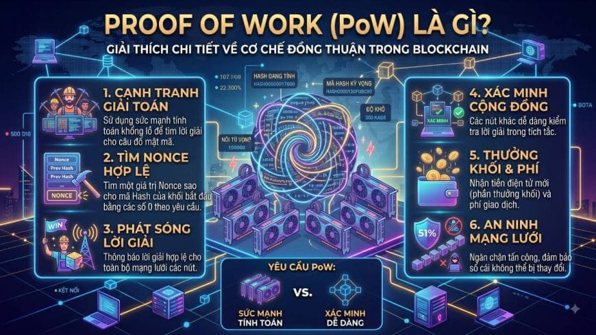 Proof of Work (PoW) là gì? Cơ chế đồng thuận của Bitcoin