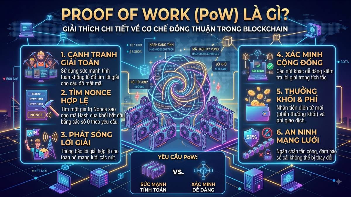 Proof of Work (PoW) là gì? Cơ chế đồng thuận của Bitcoin 1 Proof Of Work (POW)