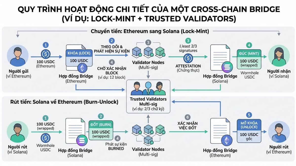 Quy trình hoạt động của Cross-chain Bridge