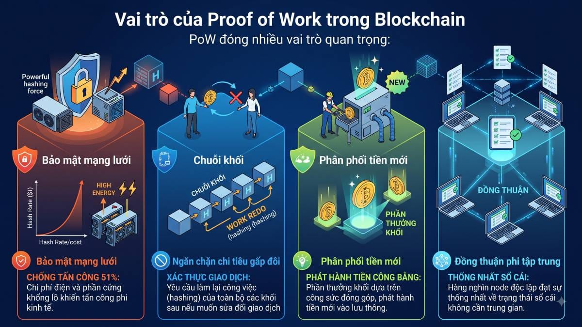 Proof of Work (PoW) là gì? Cơ chế đồng thuận của Bitcoin 3 Vai trò của Proof Of Work (POW)