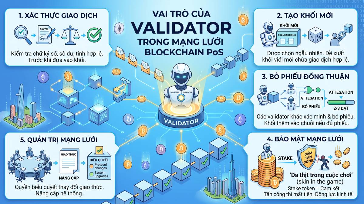 Validator là gì? Người xác thực giao dịch Proof of Stake 2 Vai trò của Validator