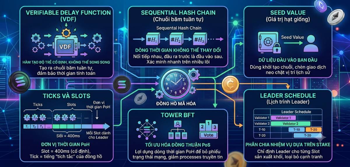 Proof of History (PoH) là gì? Đồng hồ mật mã của Solana 4 Các thành phần của PoH