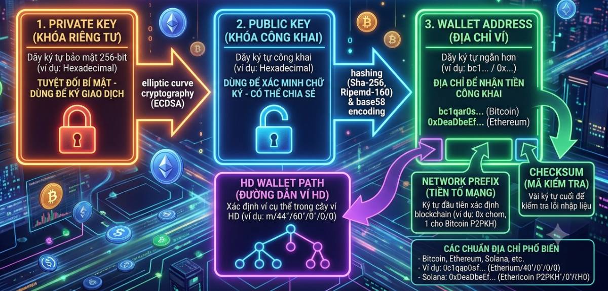 Wallet Address là gì? Địa chỉ ví Blockchain hoạt động thế nào? 3 Các thành phần của Wallet Address