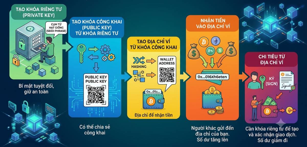 Wallet Address là gì? Địa chỉ ví Blockchain hoạt động thế nào? 2 Cách hoạt động của Wallet Address