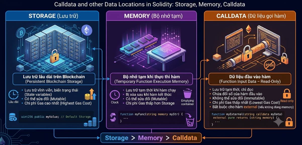Calldata và các Data Location khác trong Solidity