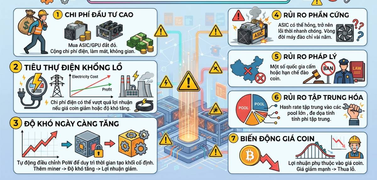 Rủi ro và thách thức cho Miner