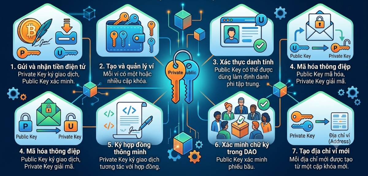 Public Key và Private Key là gì? Cặp khóa bảo mật Blockchain 4 Ứng dụng của Private Key và Public Key