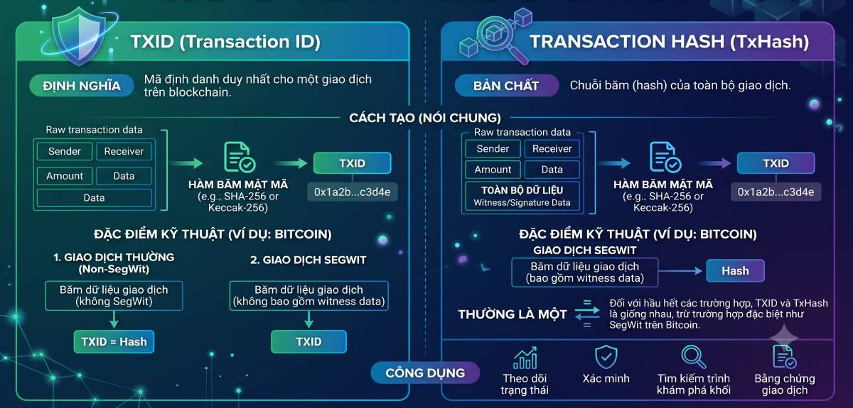 Transaction Hash là gì? TXID và Transaction Hash khác nhau như thế nào? 2 Transaction ID và Transaction Hash